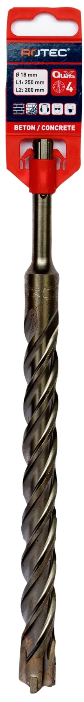 Rotec Hamerboor SDS plus Quattro-X  18,0x200/250