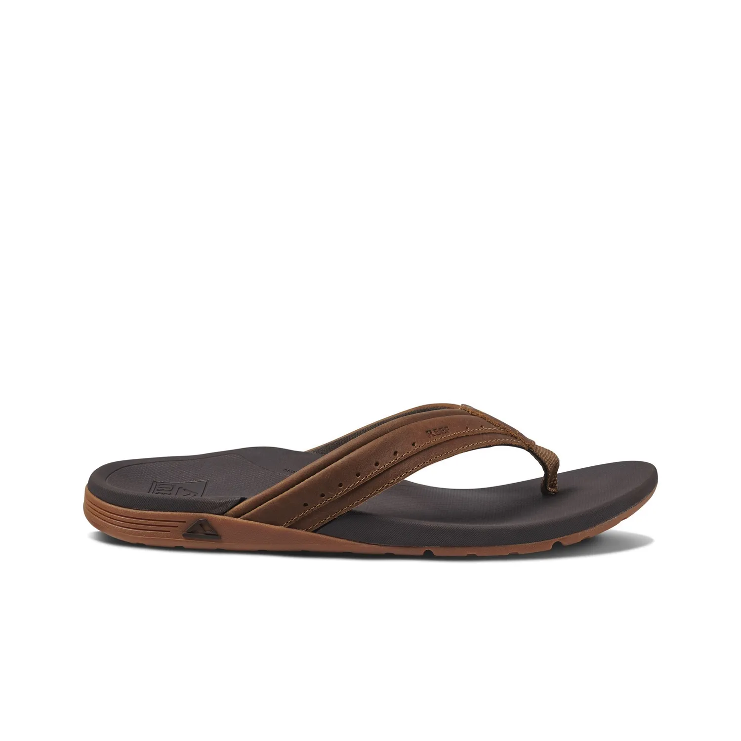 SLIPPER REEF MEN LEATHER ORTHOSPRING BROWN