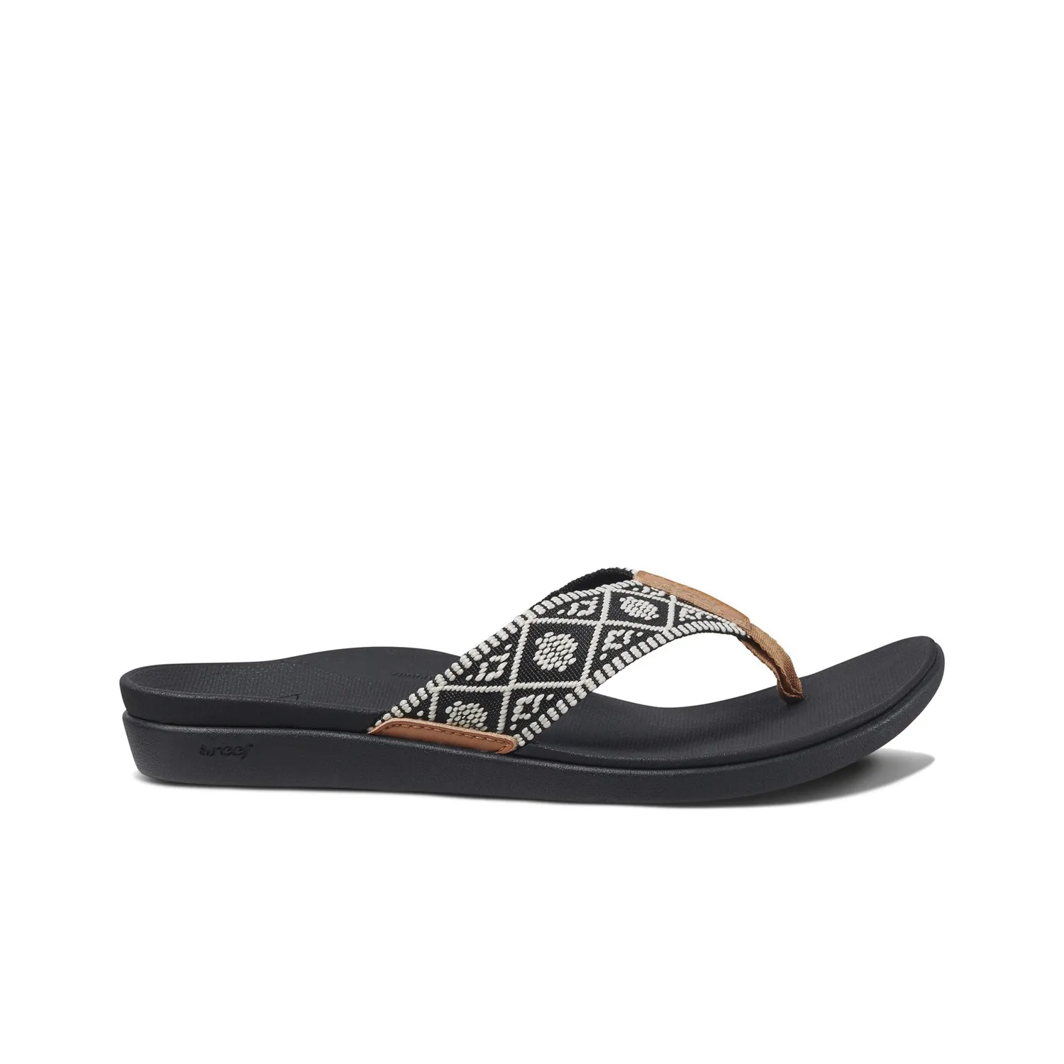 SLIPPER REEF WOMEN ORTHOBOUNCE WOVEN BLACK WHITE